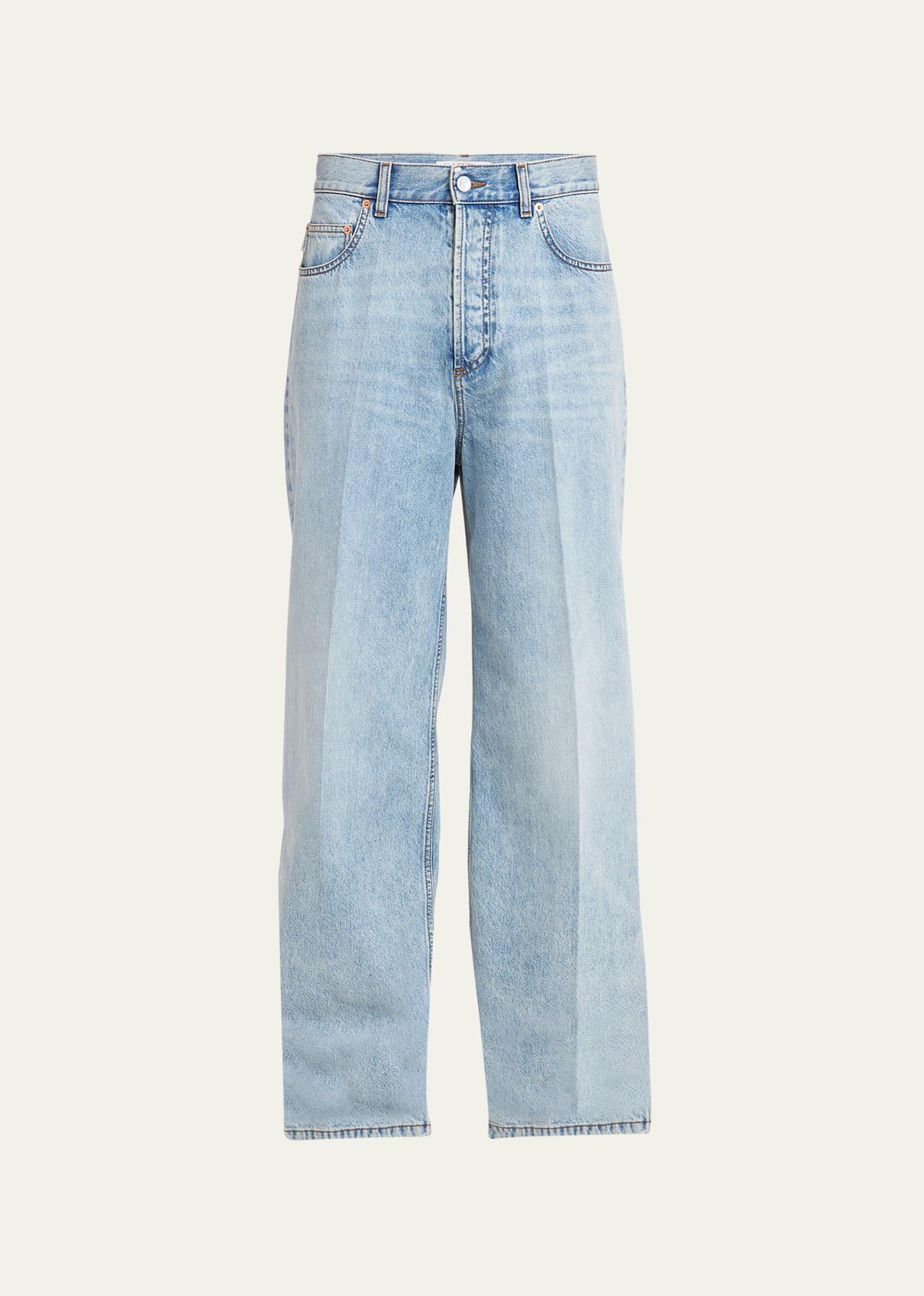 Mens Wide-Leg Jeans with V Logo Product Image