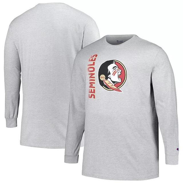 Mens Champion Heather Gray Florida State Seminoles Big & Tall Mascot Long Sleeve T-Shirt Product Image