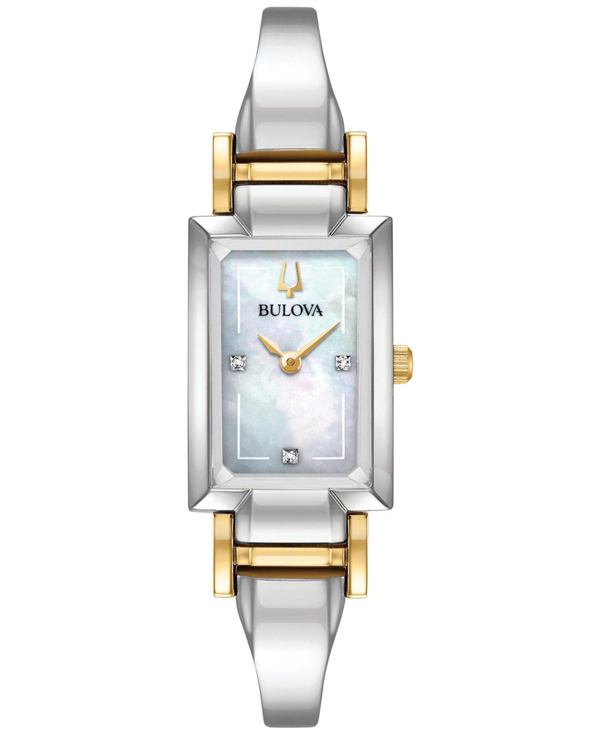 Bulova Womens Classic Diamond Accent Two-Tone Stainless Steel Bangle Bracelet Watch 28x33mm Product Image