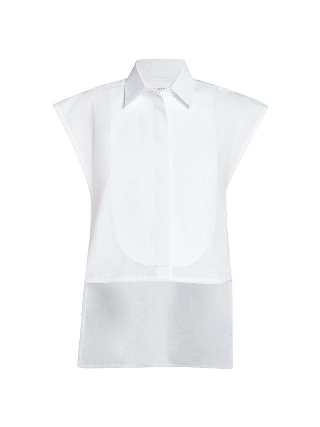 Womens Cotton Bib Detail Shirt Product Image