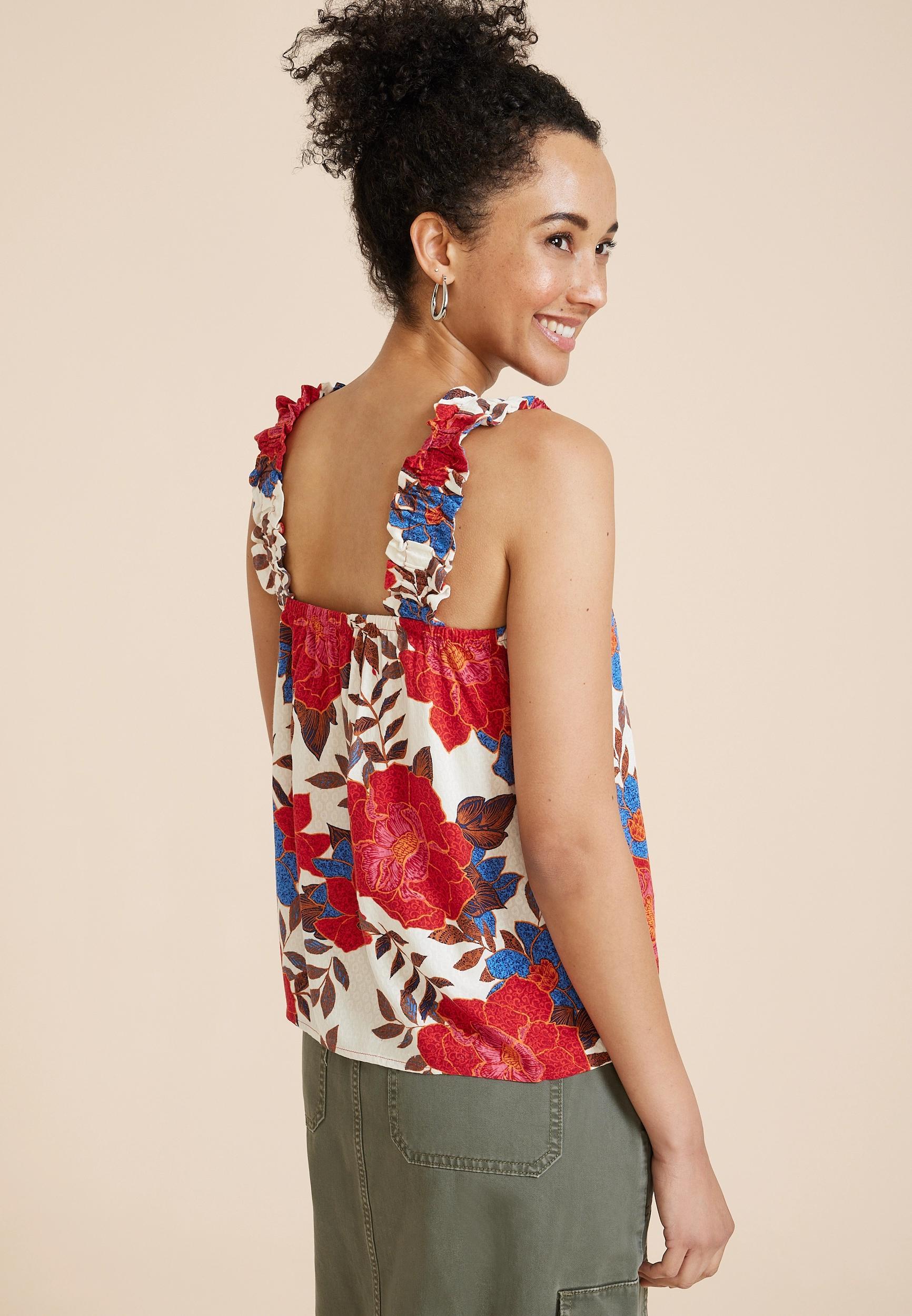 Floral Ruffle Strap Swing Tank Top product image