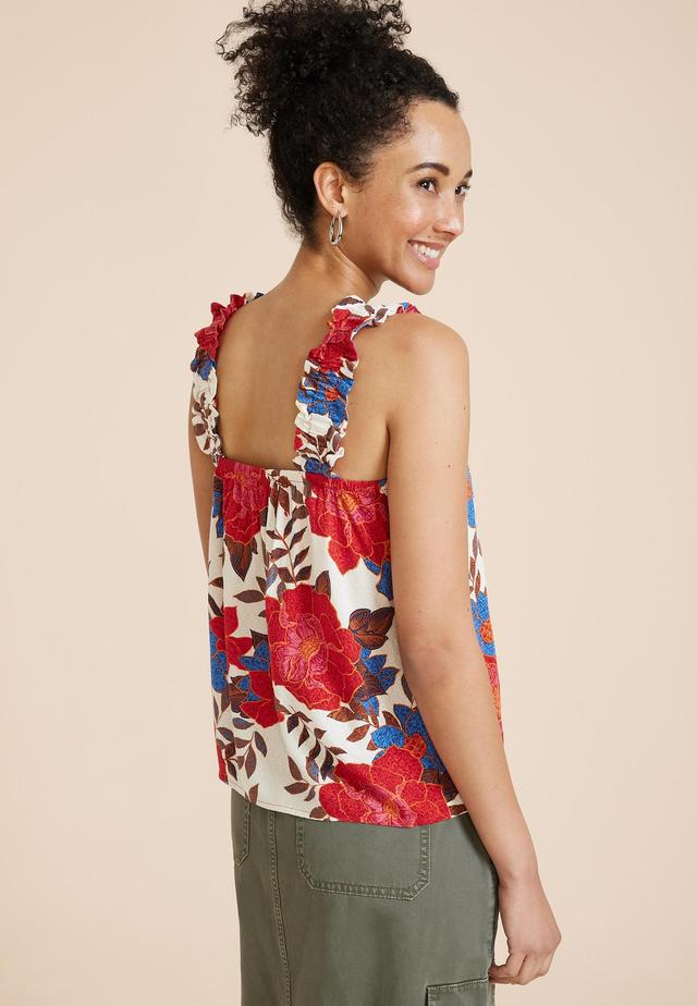 Floral Ruffle Strap Swing Tank Top Product Image