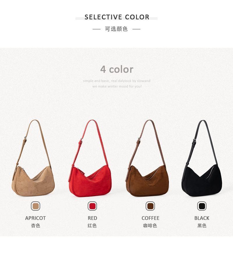 Plain Faux Suede Shoulder Bag Product Image