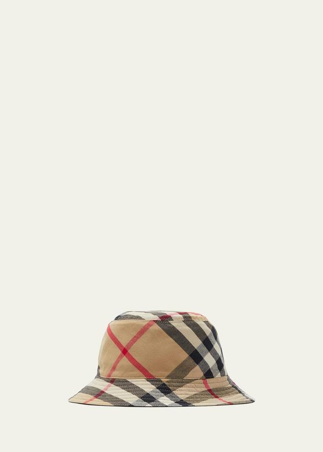 Mens Reversible Check Cotton Bucket Hat Product Image