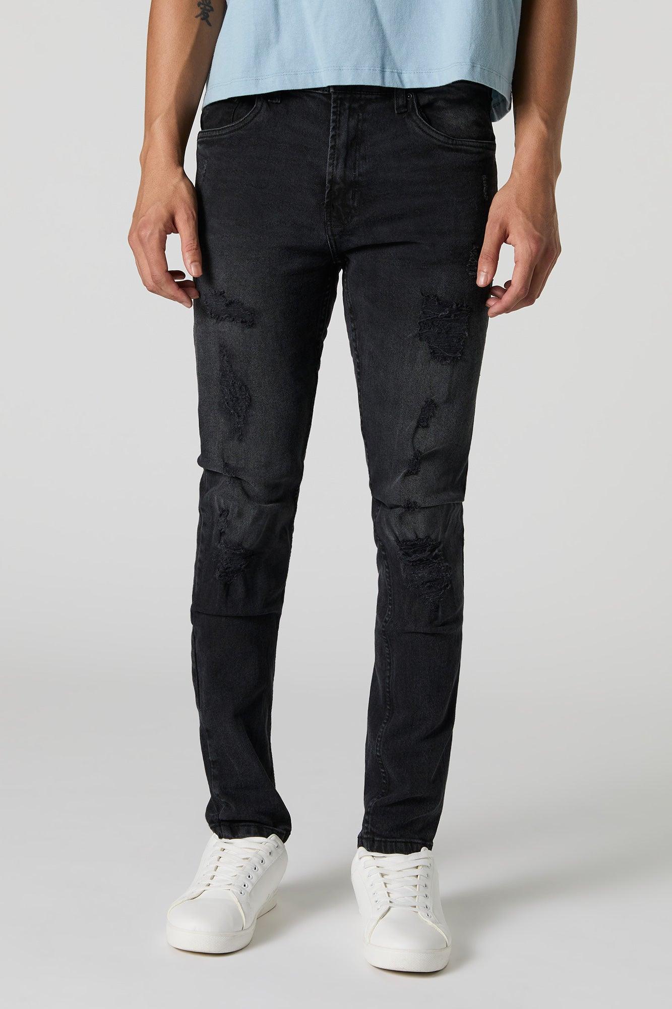 Black Wash Distressed Slim Jean Male Product Image