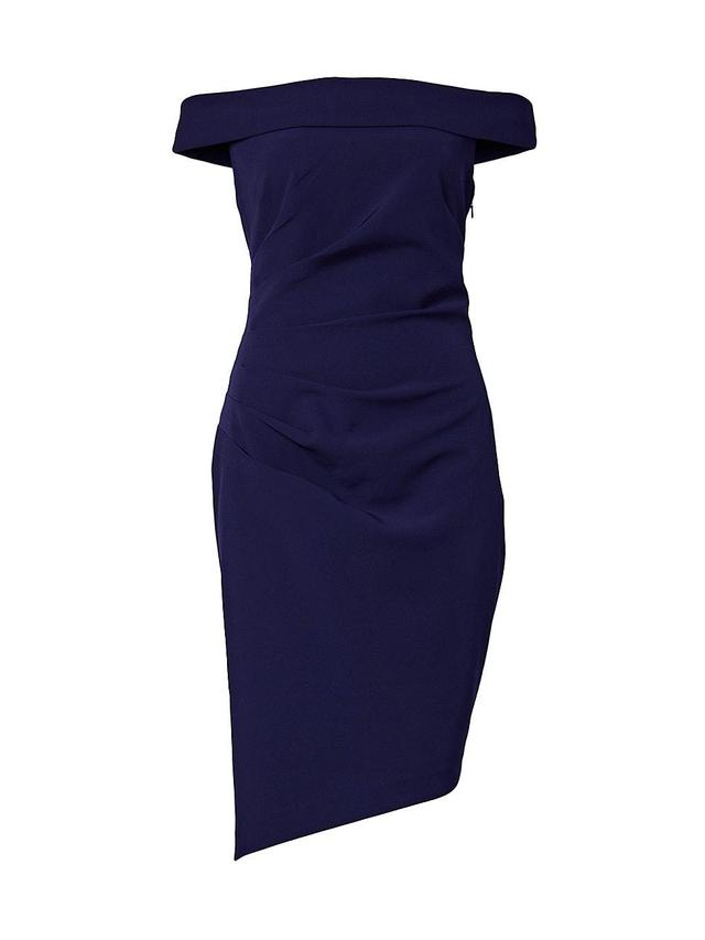 Milly Ally Off the Shoulder Asymmetric Hem Sheath Dress Product Image