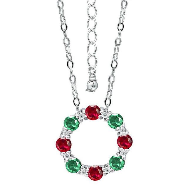 Aleure Precioso Sterling Silver Cubic Zirconia Circle Pendant Necklace, Womens Multicolor Product Image