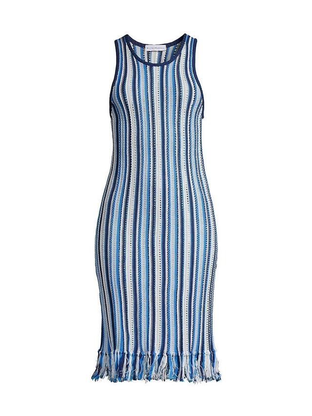 Womens Sleeveless Striped Crochet Midi-Dress Product Image