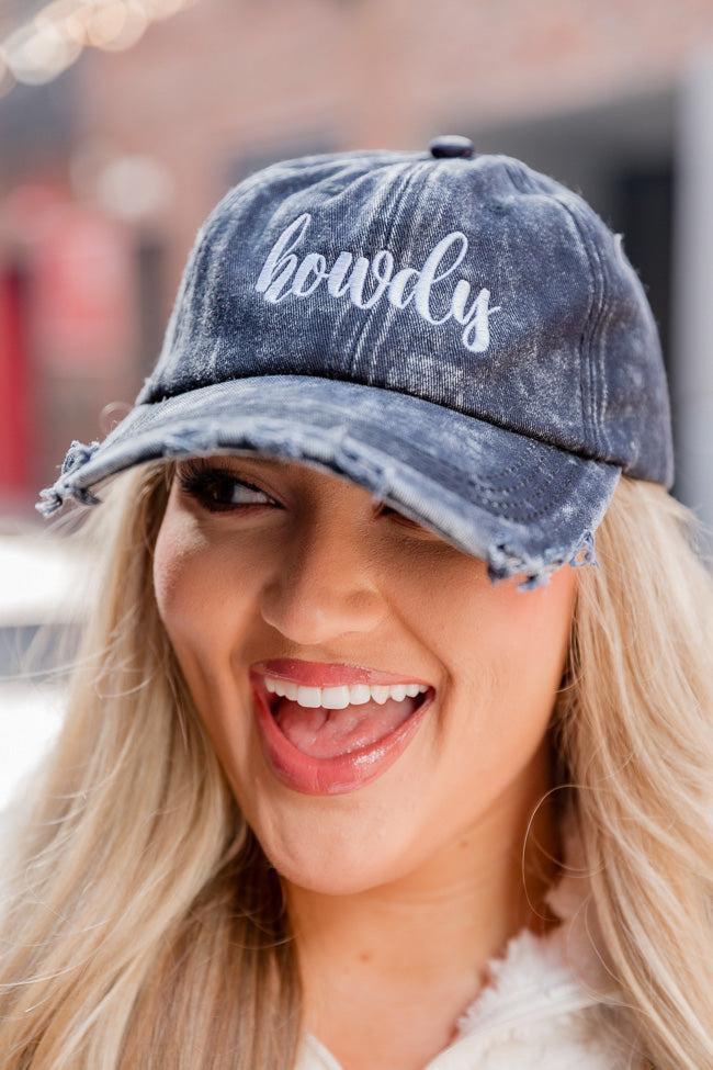 Howdy Embroidered Black Acid Wash Baseball Cap Product Image