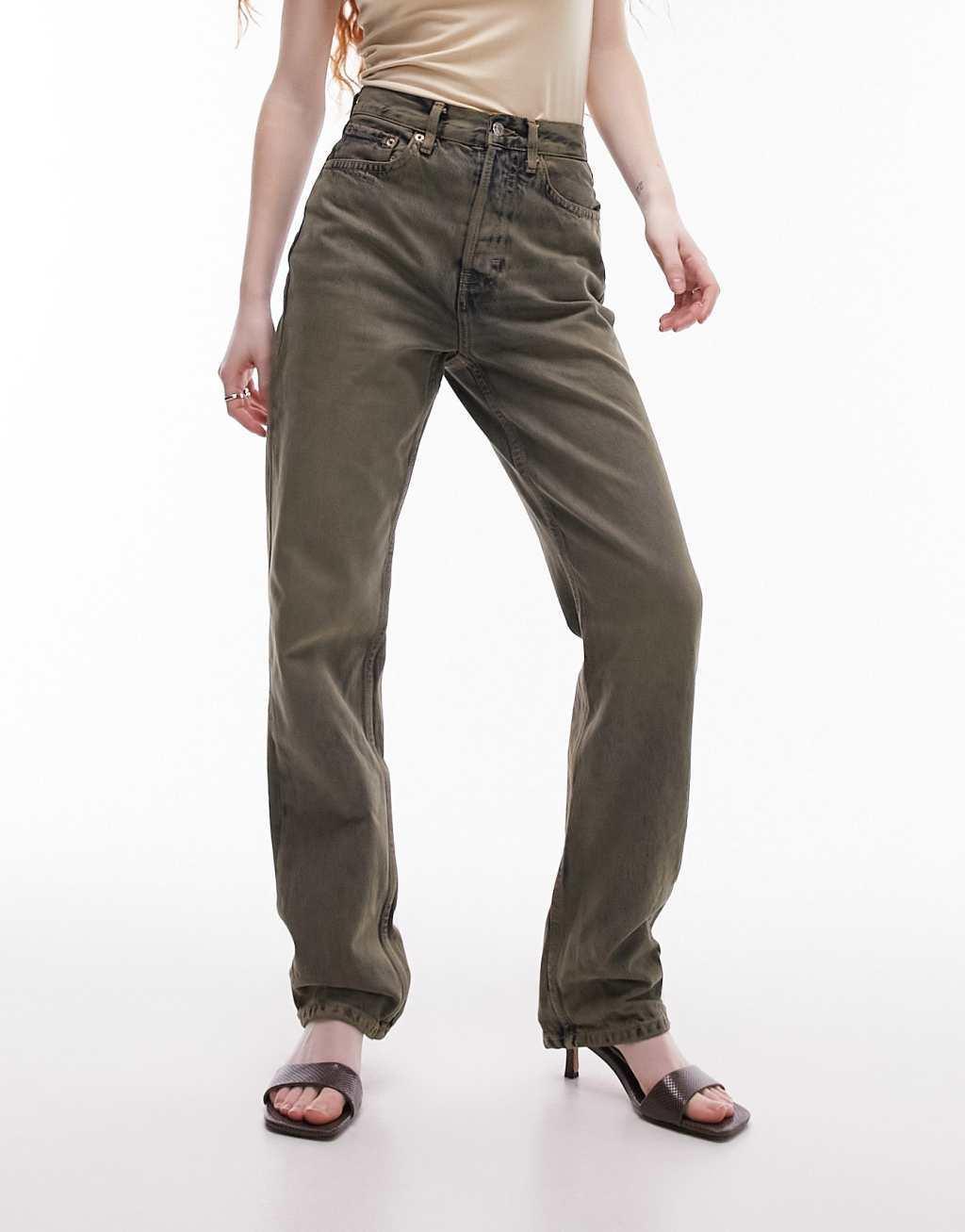 Topshop mid rise Dad jeans in grunge tint Product Image