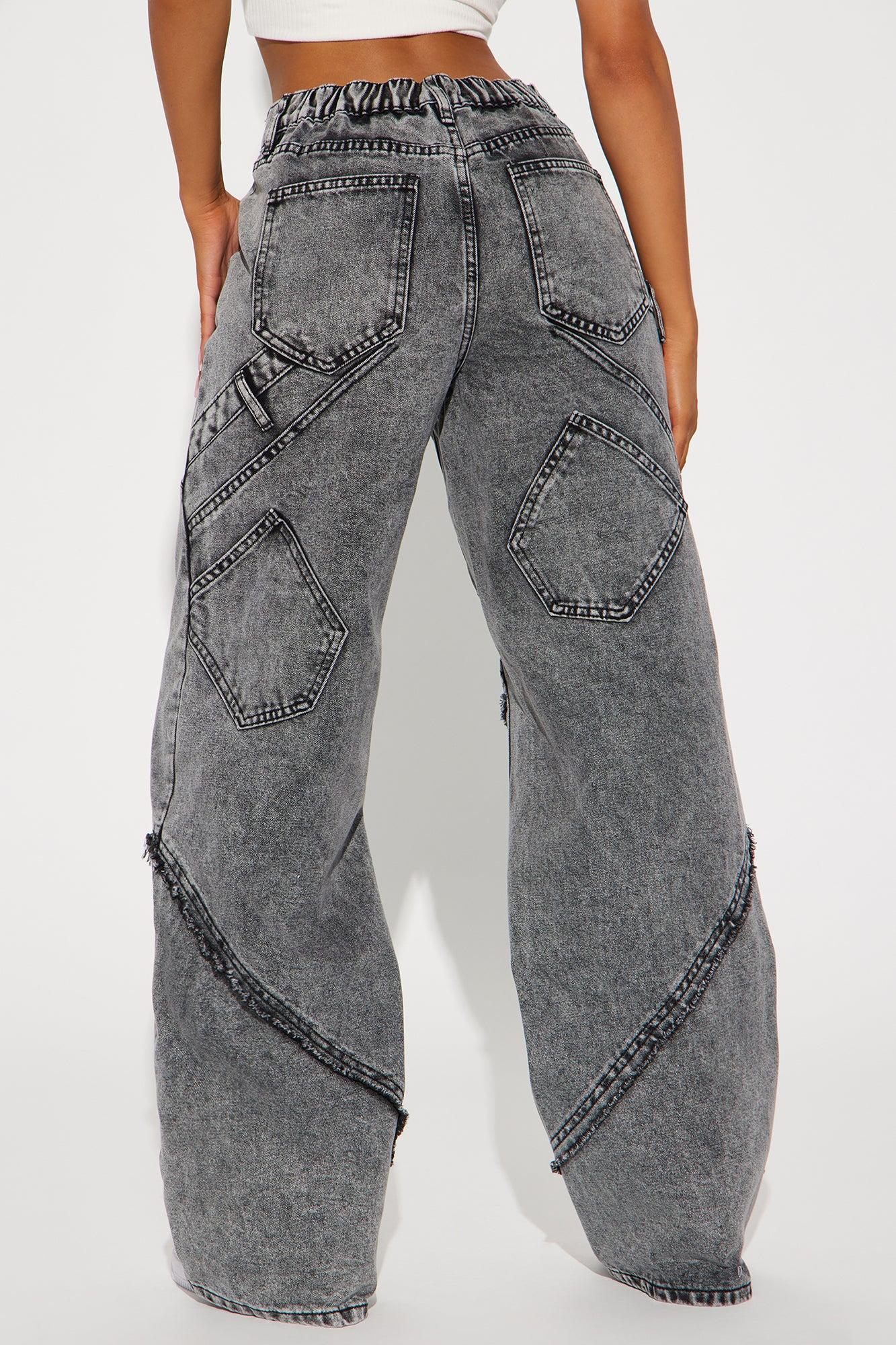 Taking A Chance Easy Waist Wide Leg Jeans - Acid Wash Black Product Image