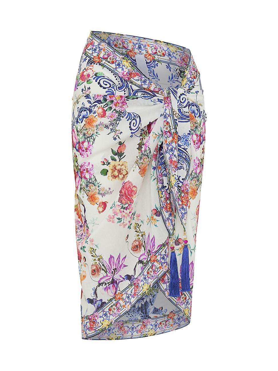 Womens Floral Tassel Sarong Cover-Up Product Image