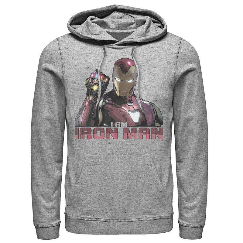 Mens Marvel Avengers Endgame I Am Iron Man Movie Quote Portrait Graphic Hoodie Athletic Grey Product Image