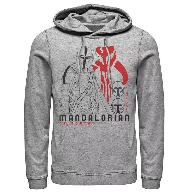 Mens Star Wars The Mandalorian This Is The Way Line Art Hoodie Athletic Grey Product Image