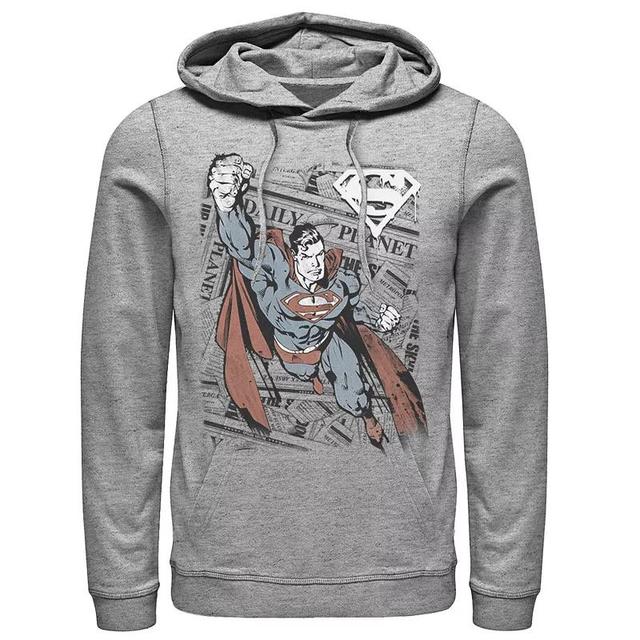 Mens DC Comics Superman Daily Planet Background Poster Hoodie Athletic Grey Product Image