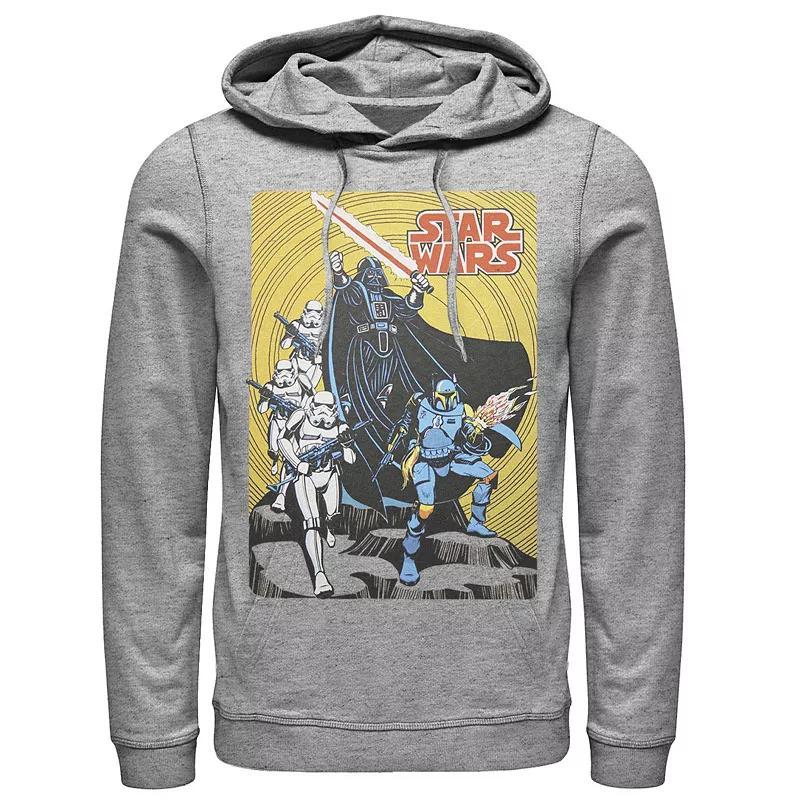 Mens Star Wars Vintage Group Shot Poster Hoodie Athletic Grey Product Image