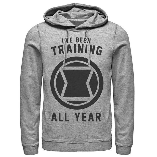 Mens Marvel Avengers Black Widow Ive Been Training All Year Logo Hoodie Athletic Grey Product Image