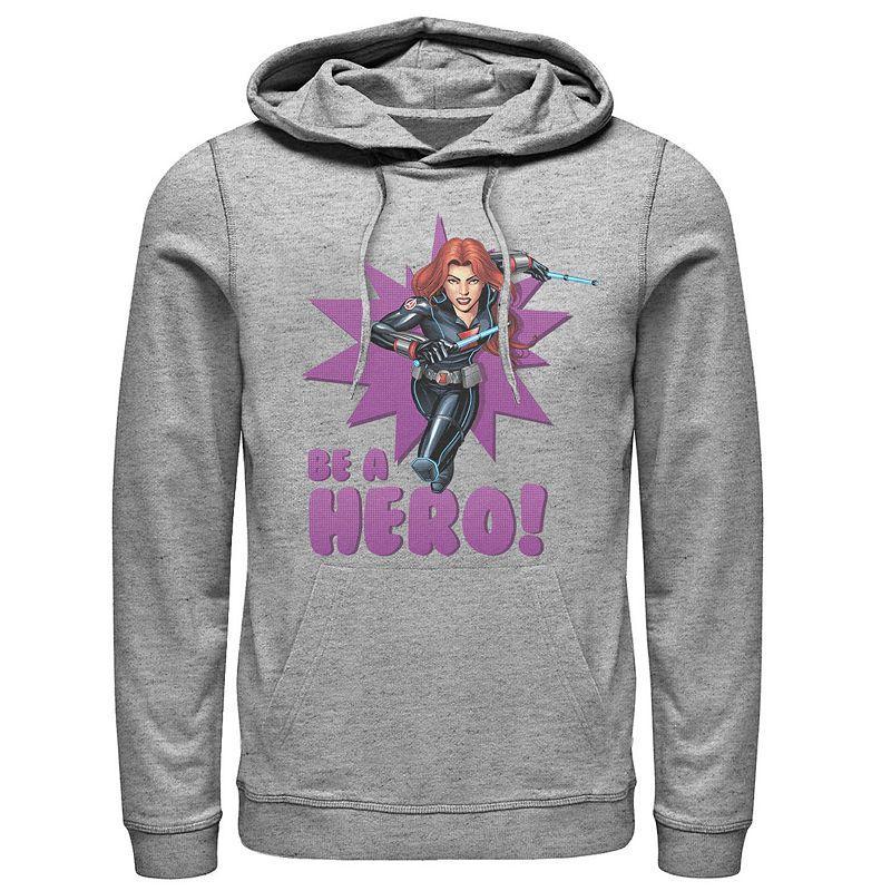 Mens Marvel Black Widow Avengers Assemble BE A HERO! Hoodie Athletic Grey Product Image