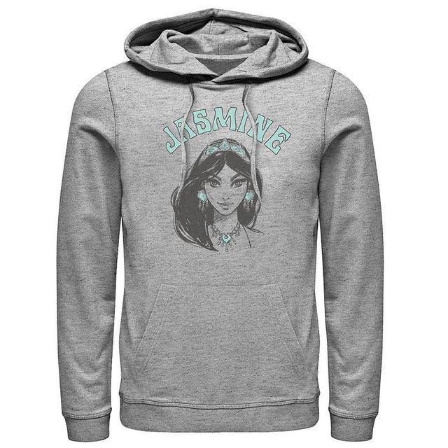 Disneys Aladdin Mens Jasmine Portrait Graphic Hoodie Athletic Grey Product Image