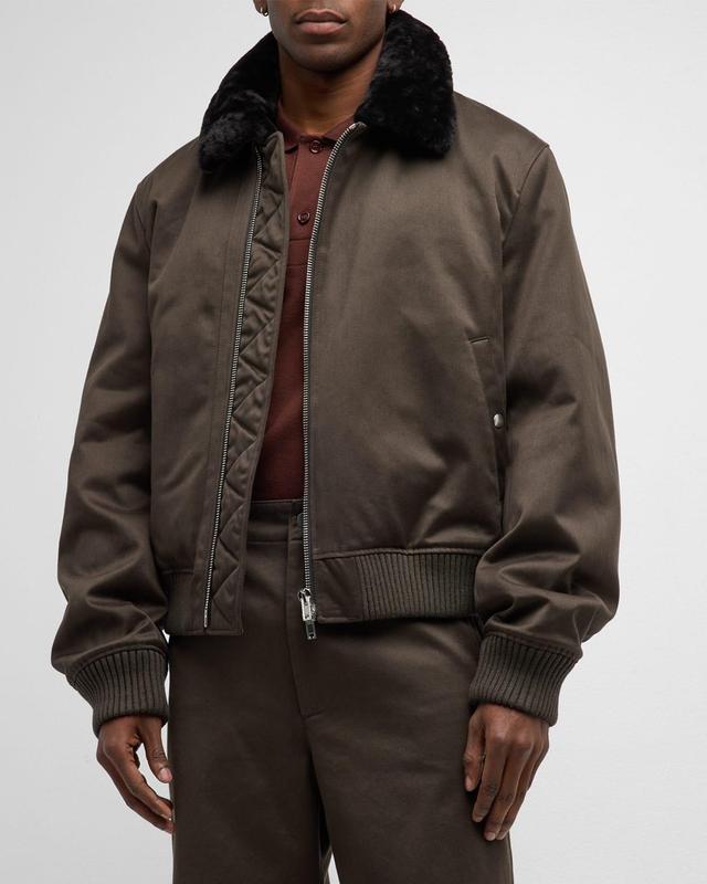 Mens Bomber Jacket with Shearling Collar Product Image