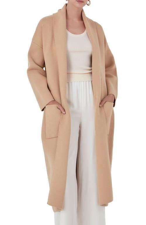 Womens Shawl Collar Oversized Long Cardigan Product Image