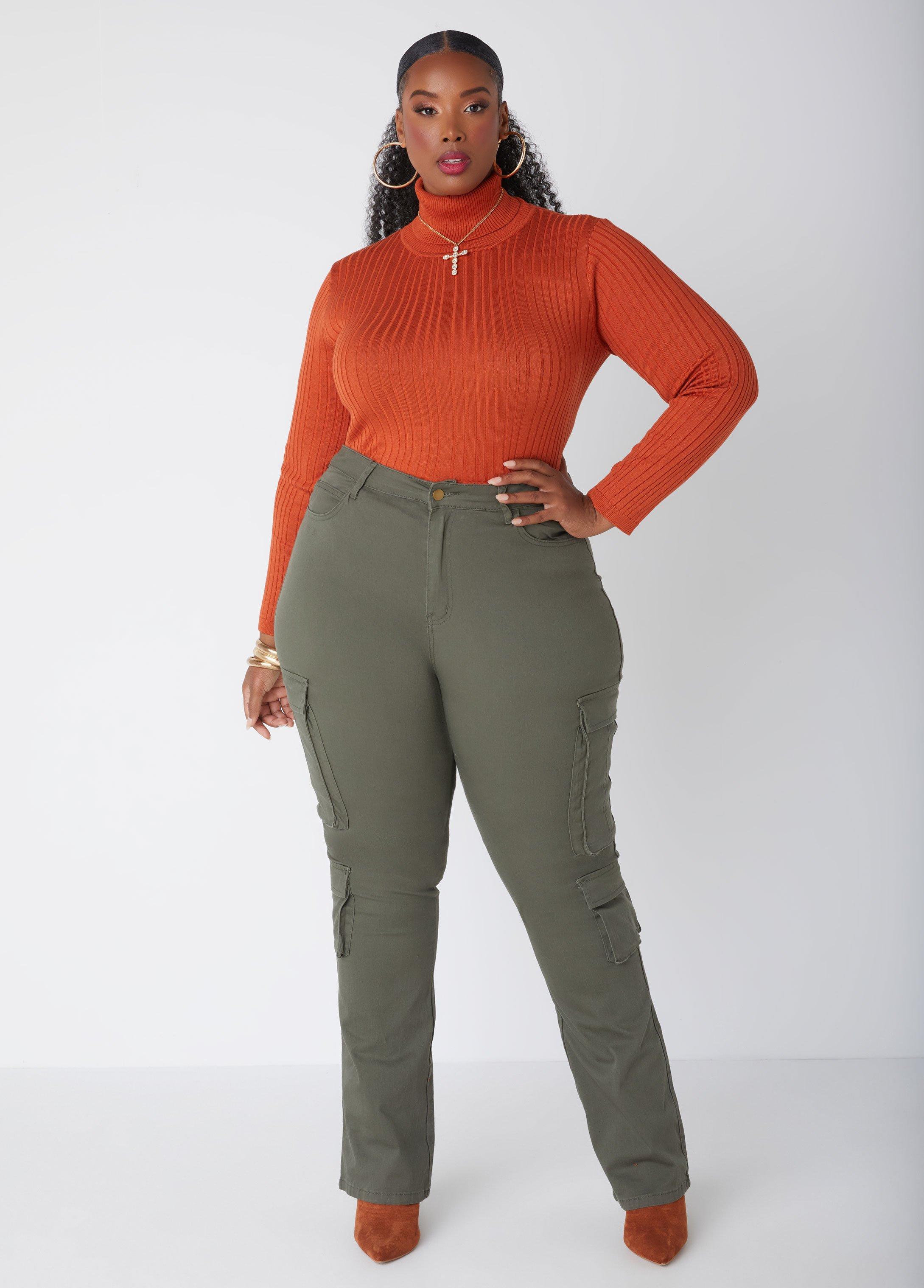 Plus Size Stacked Cargo Jeans Ashley Stewart Product Image