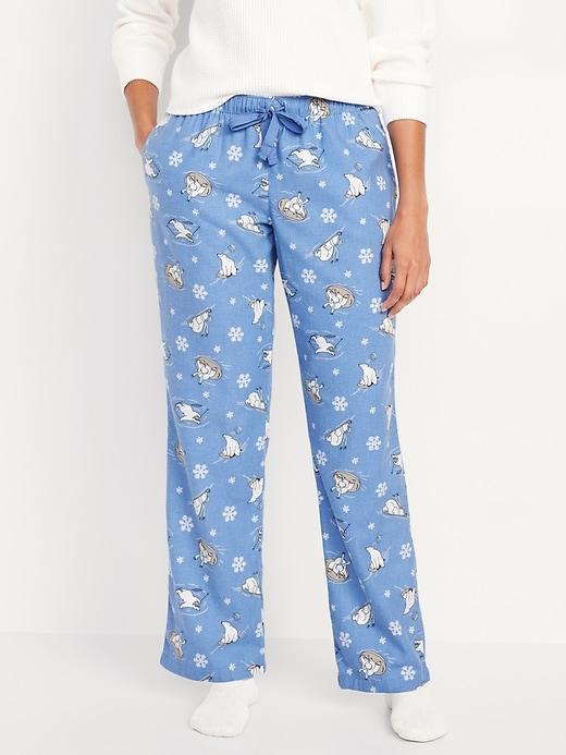 Mid-Rise Printed Flannel Pajama Pants Product Image