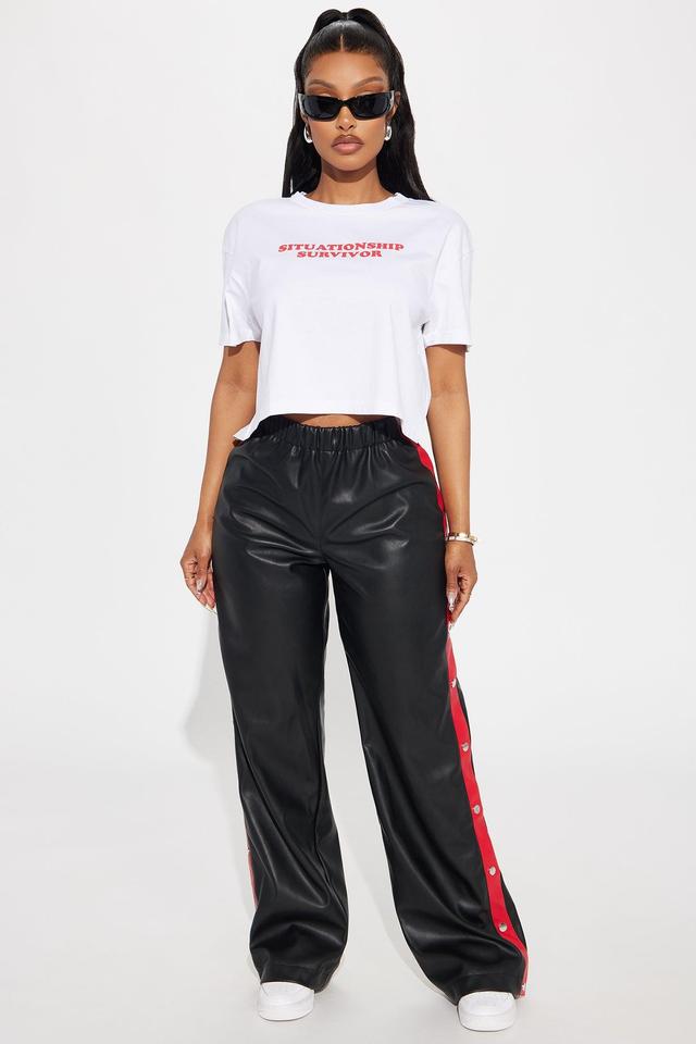 Street Feels Faux Leather Track Pant - Black/Red Product Image