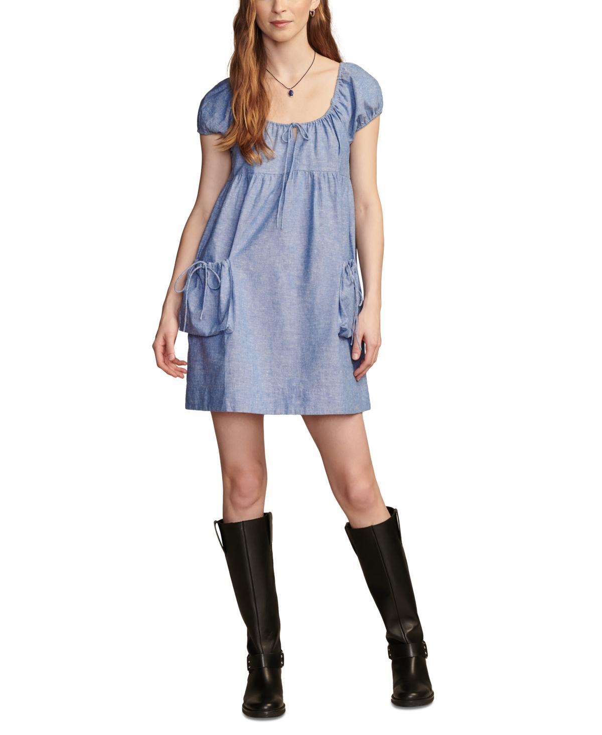 Lucky Brand Womens Market Puff-Sleeve Shift Dress Product Image