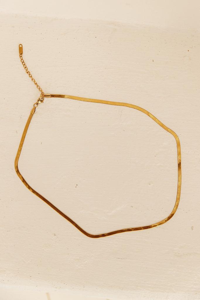 18k Gold Plated Sleek Snake Necklace Gold Product Image