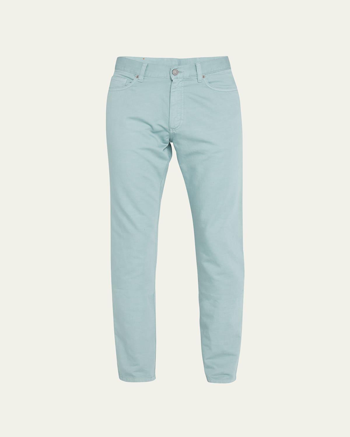 Mens Sky Cotton-Linen 5-Pocket Pants Product Image