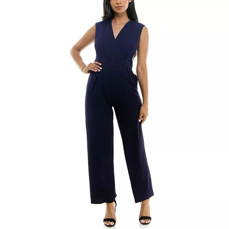 Womens Nina Leonard Surplice Jumpsuit Dark Pink Product Image