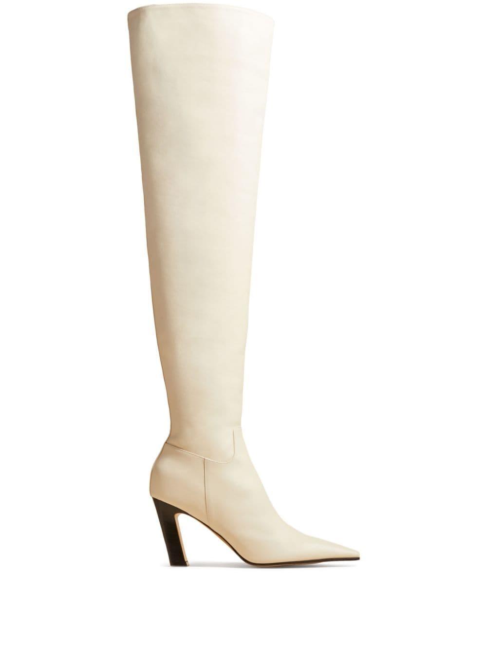 Marfa Leather Over-the-knee Boots In Off White Product Image