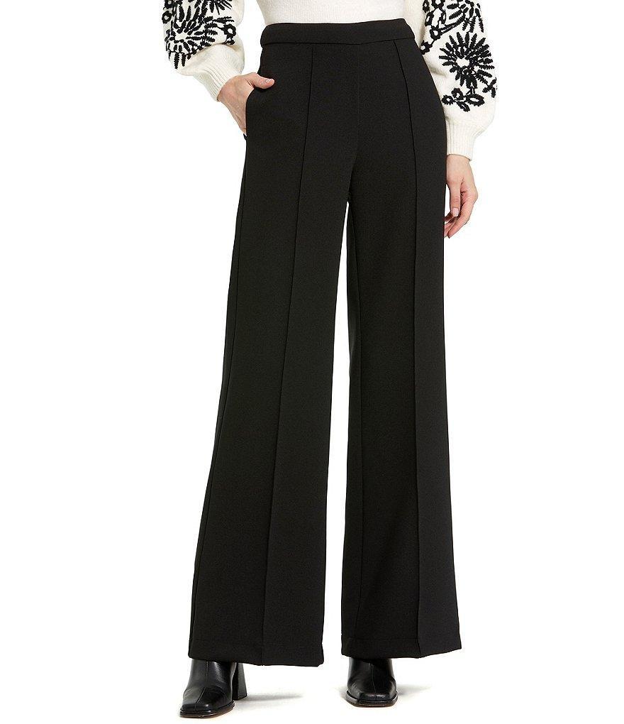 Mac Duggal Classic Crepe Pintuck Center Seam Wide Leg Trouser Pants Product Image