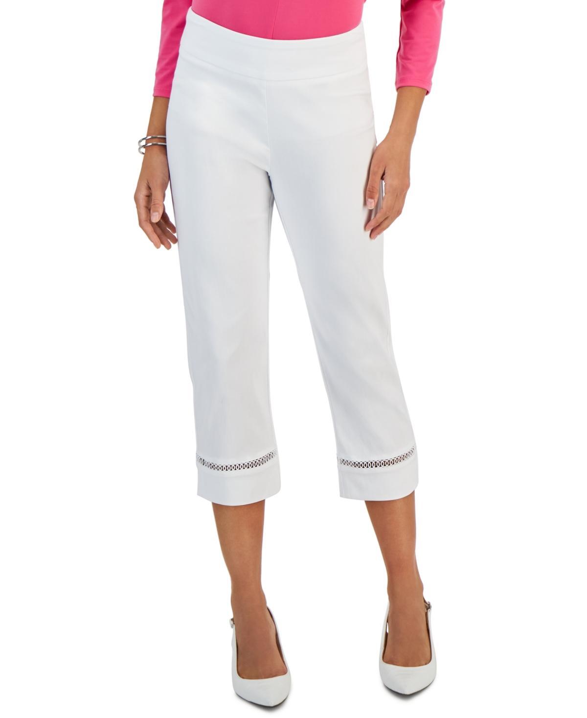 Women's Woven Lace-Trim Capri Pull-On Pants, Created for Macy's Product Image