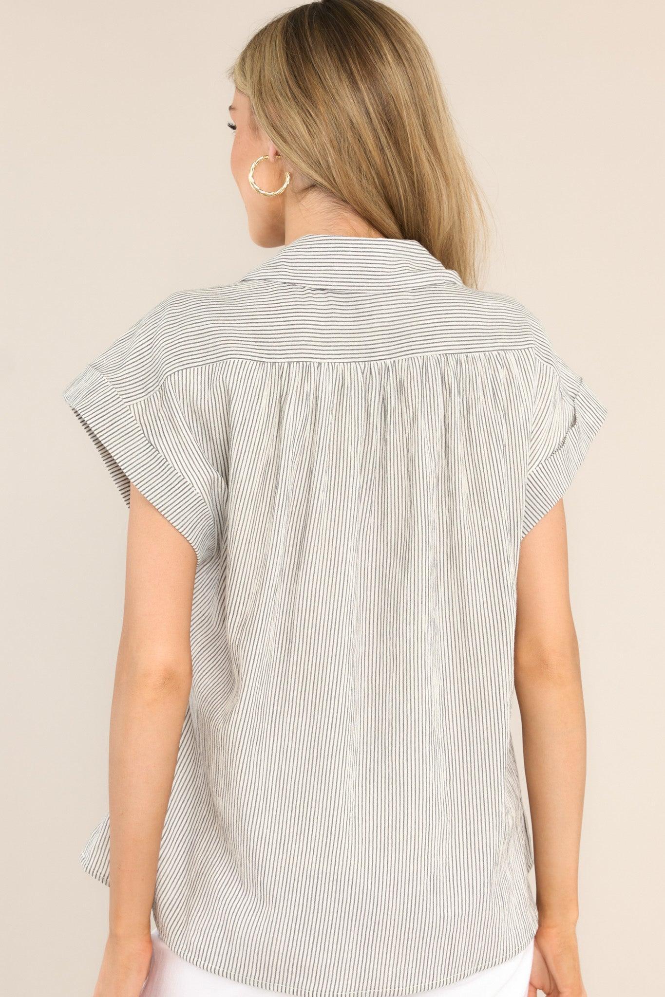 Board It Grey and White Stripe Cotton Top Product Image