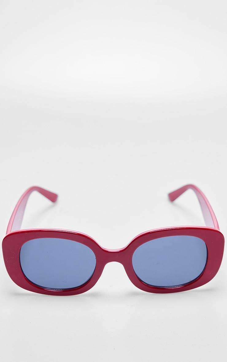 Burgundy Chunky Frame Round Sunglasses Product Image