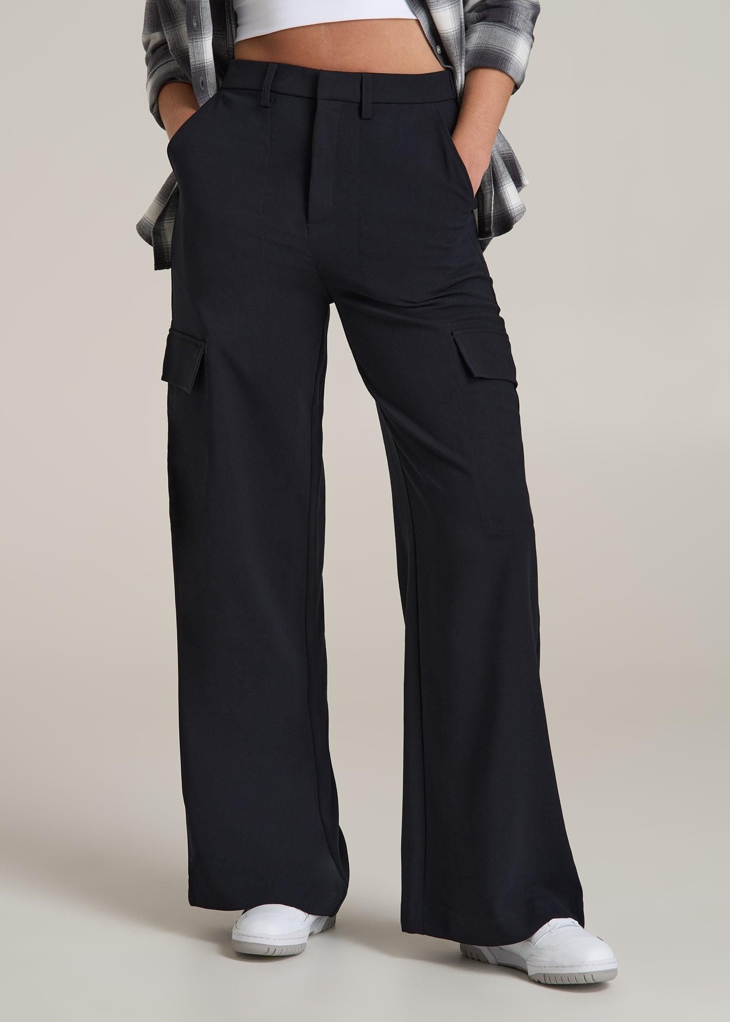 Cargo Wide Leg Dress Pant Women's in Black Product Image