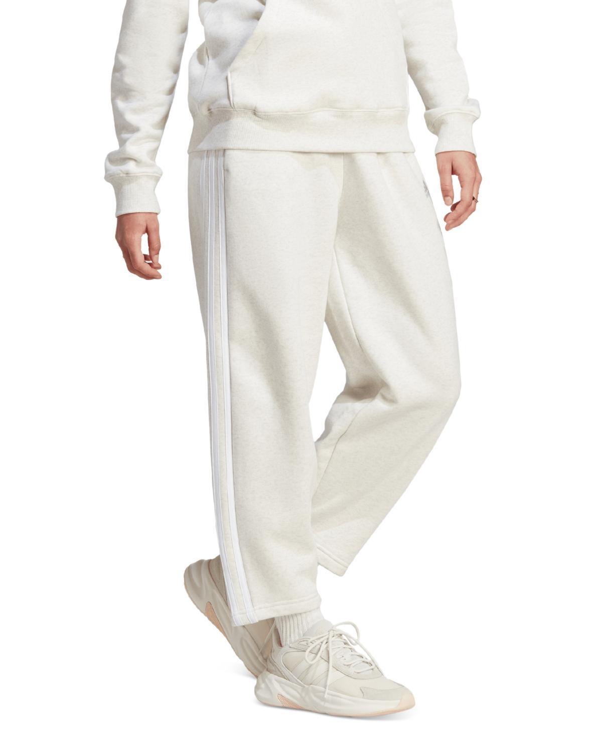 adidas Womens 3-Stripes Open Hem Fleece Joggers - Off White Mel Product Image