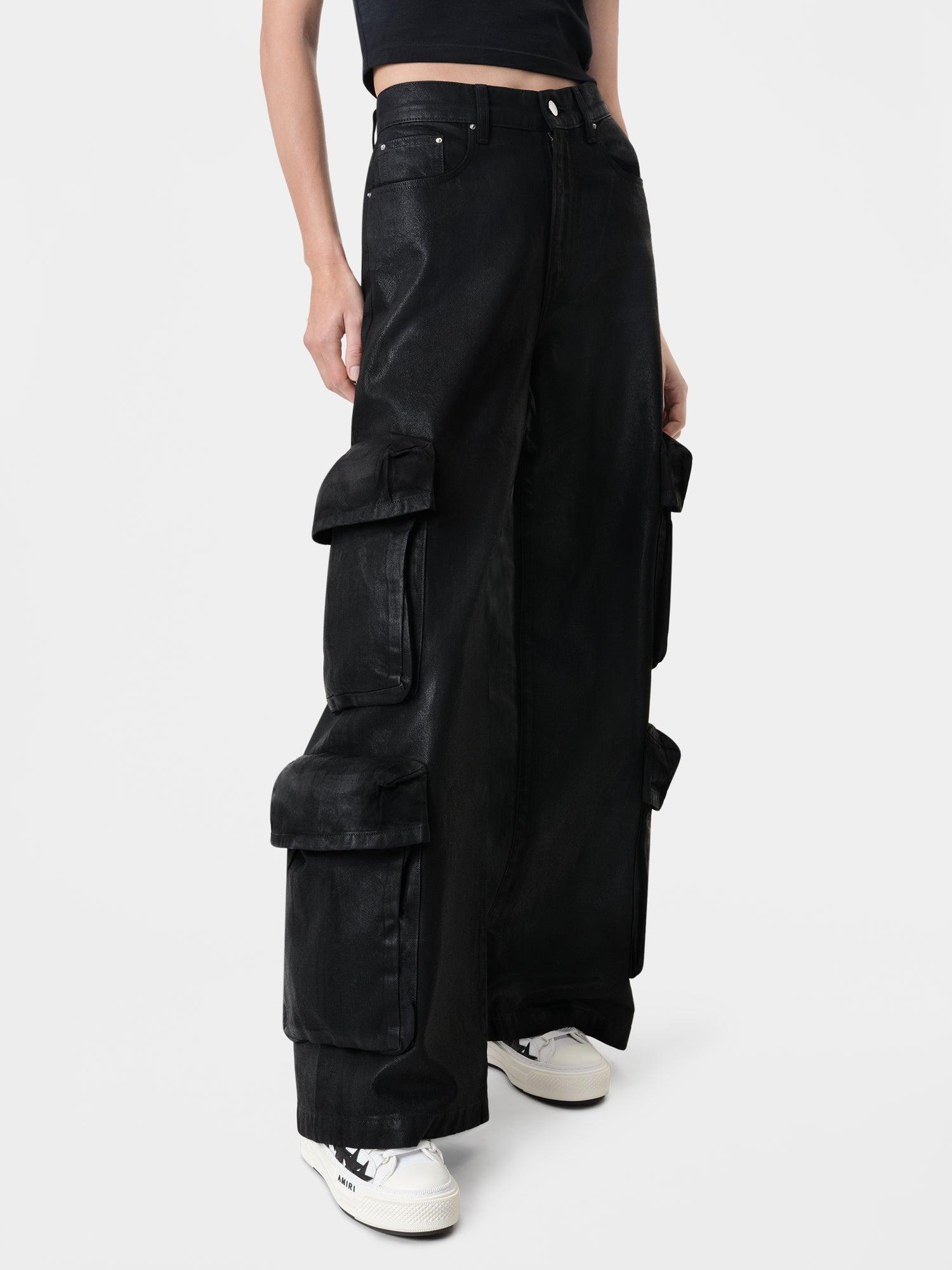 WOMEN - WOMEN'S WAXED BAGGY CARGO JEAN - Black Female Product Image