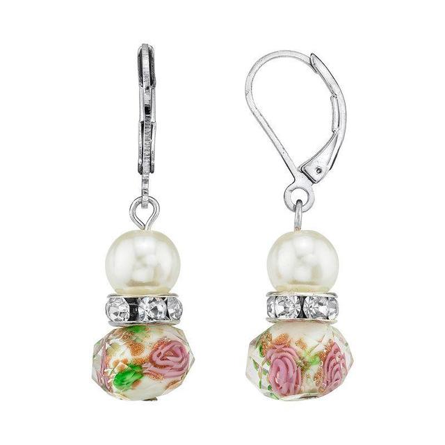 1928 Beaded Drop Earrings, Womens, White Product Image