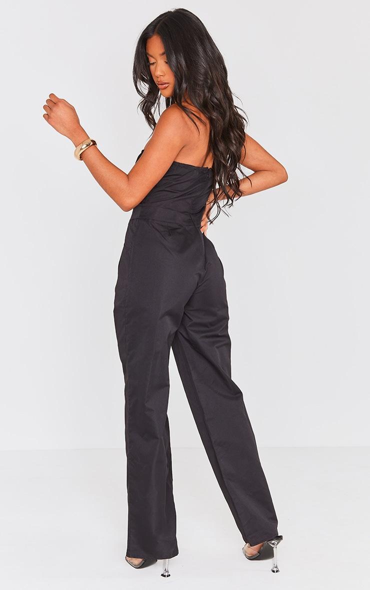 Black Bandeau Corset Wide Leg Jumpsuit Product Image