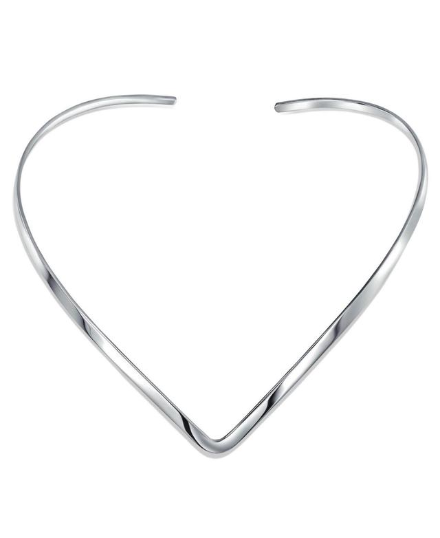 Bling Jewelry Basic Simple Slider Choker V Shape Collar Statement Necklace For Women .925 Silver Sterling Add Your Pendant 3.5MM Product Image