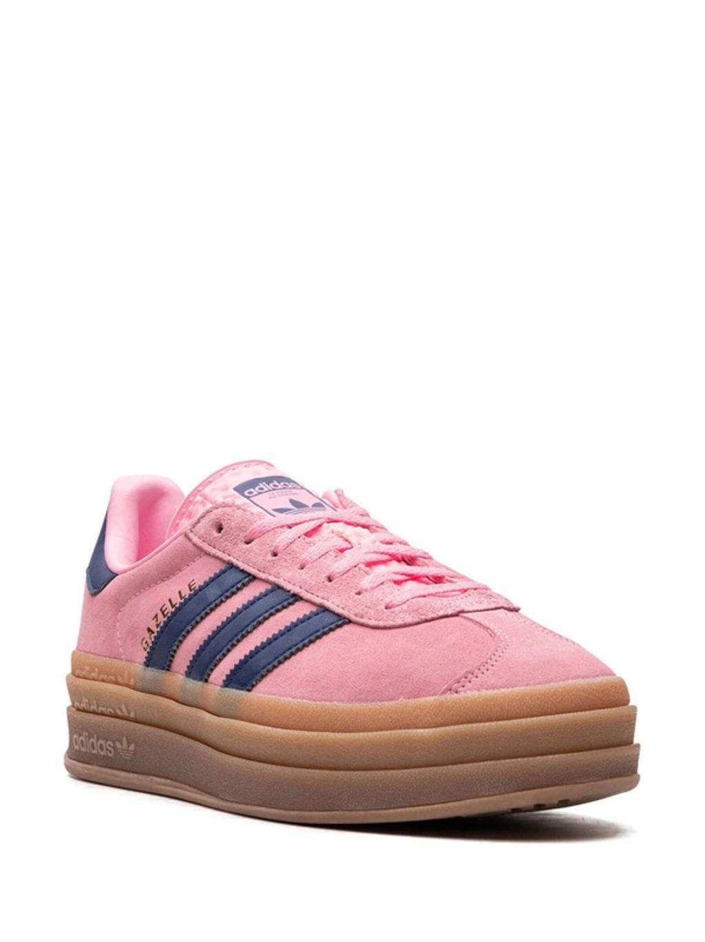 ADIDAS ORIGINALS Adidas Womens Pink Blue Gum Gazelle Bold Brand-stripe Suede Low-top Trainers Product Image