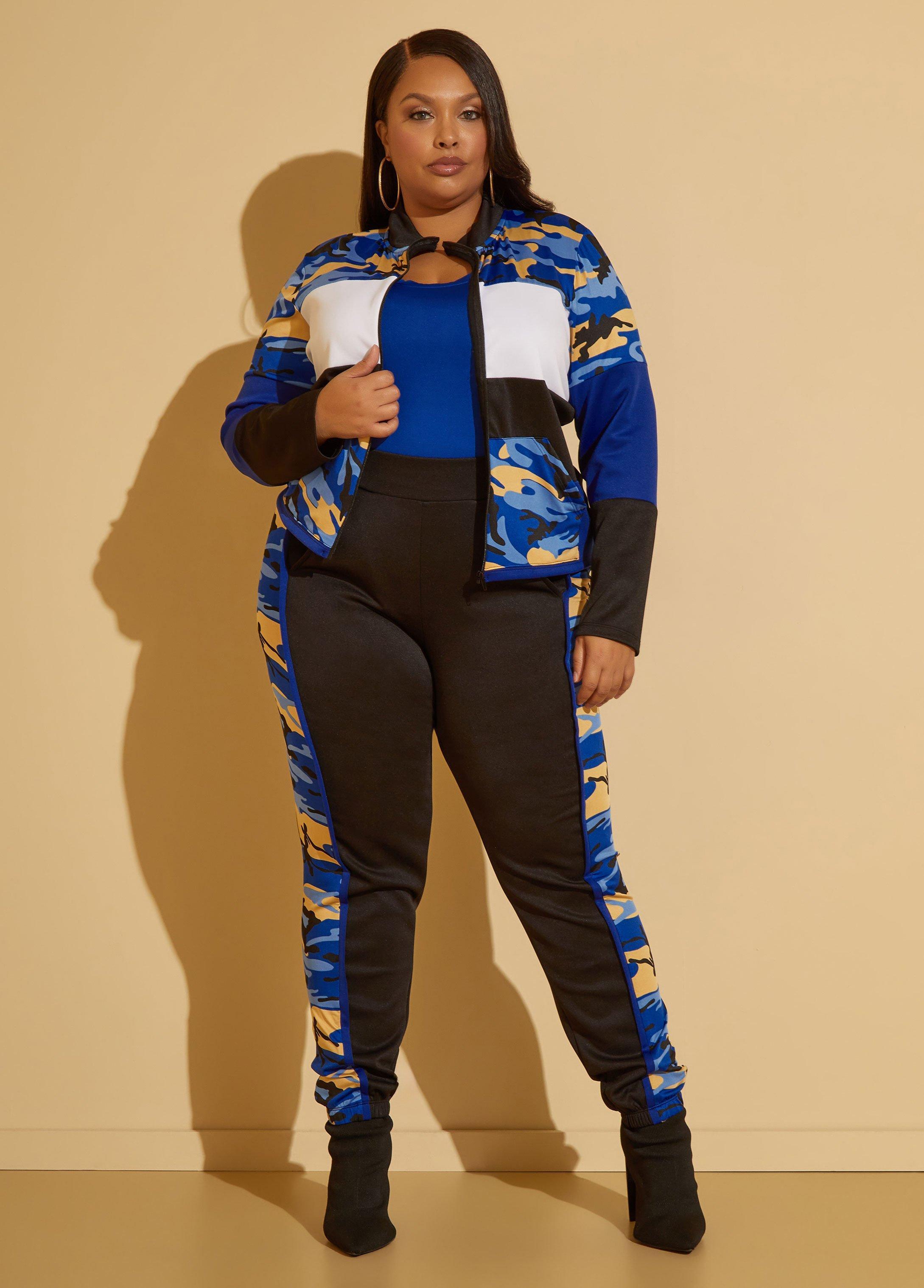 Plus Size Camo Print Paneled Joggers Ashley Stewart product image