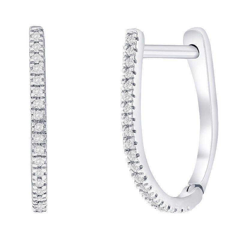 Divine Gold Sterling Silver 7/8 Carat T.W. Diamond Oval Hoop Earrings, Womens, White Product Image