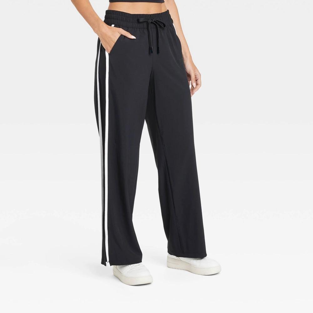 Womens Mid-Rise Piped Track Pants - JoyLab Black XL Product Image