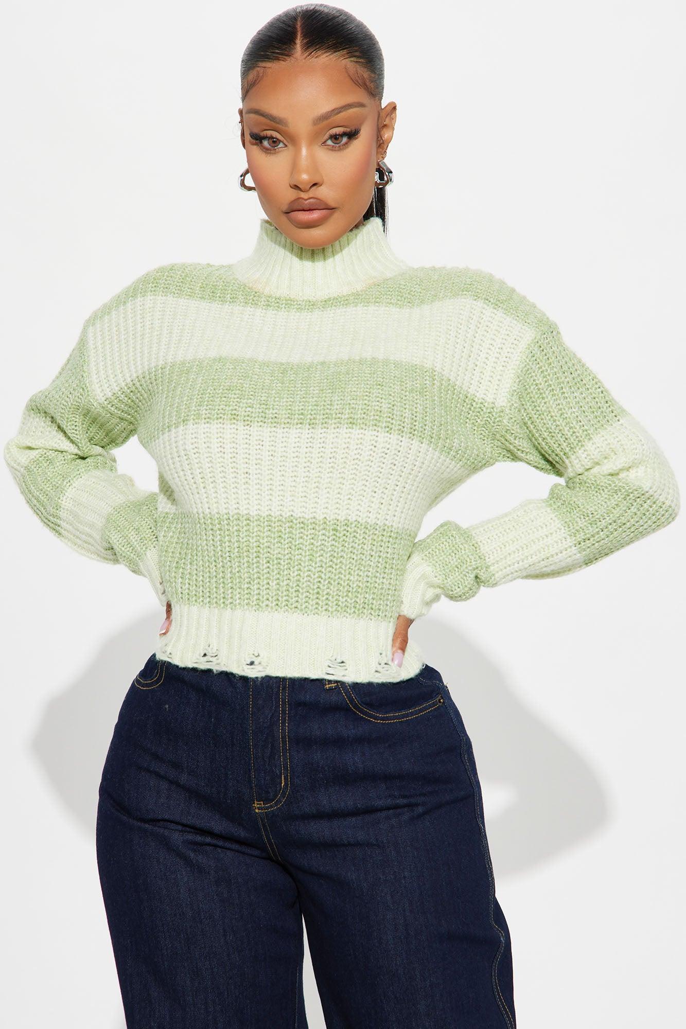 Seeing Things Striped Sweater - Green/combo product image