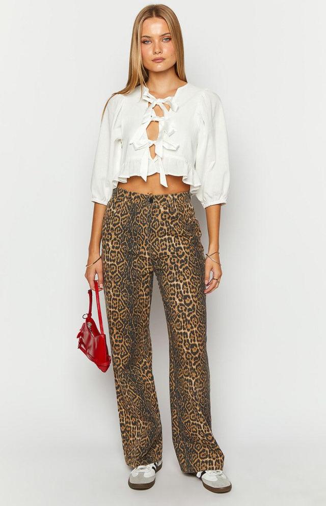 Brunet Leopard Print Straight Leg Jeans Product Image