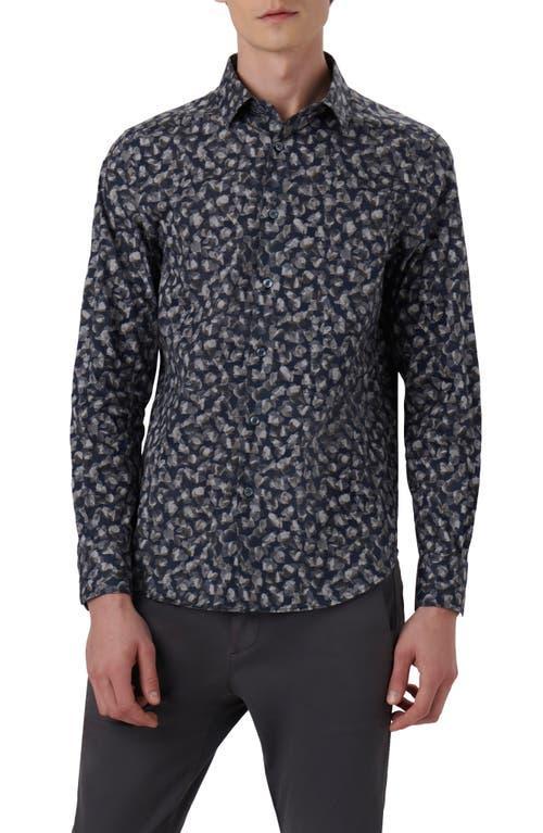 Bugatchi Julian Shaped Fit Leaf Print Stretch Cotton Button-Up Shirt Product Image